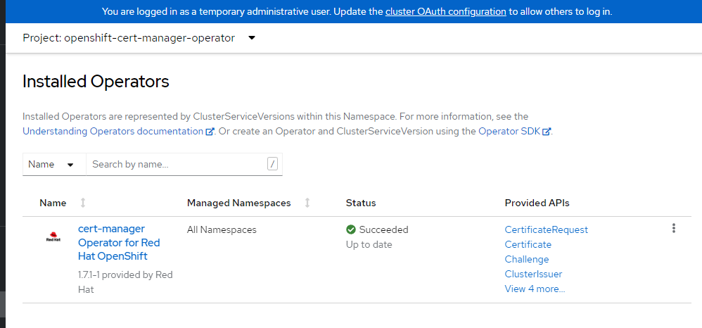 View cert-manager Operator for Red Hat OpenShift