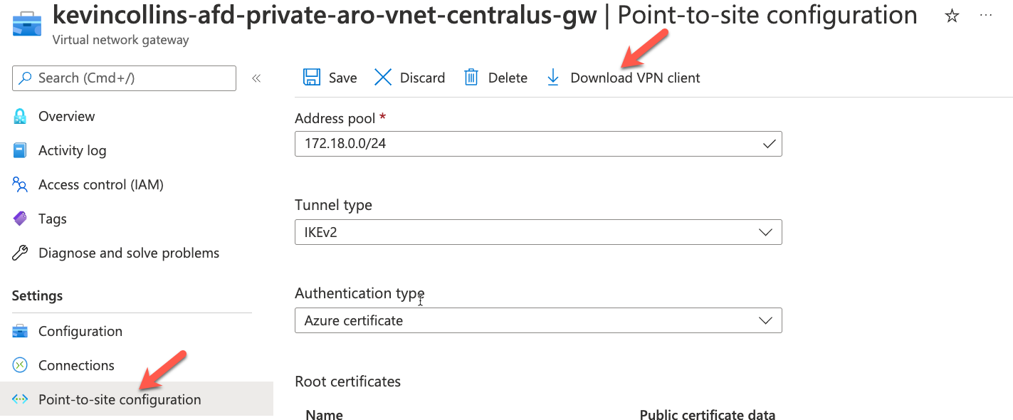 screenshot of download VPN client