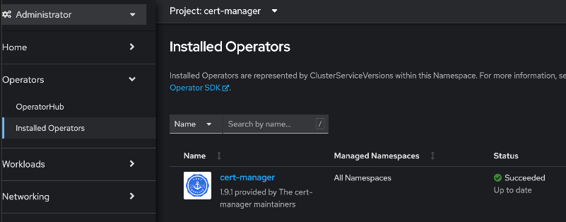 View cert-manager Operator